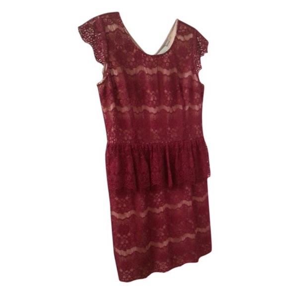 Anthropologie Mauve Burgandy Lace Dress size large - Picture 3 of 7